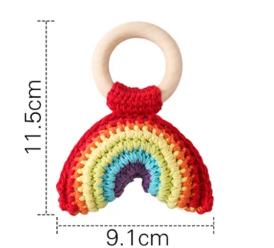 Hochet en crochet Arc-en-ciel